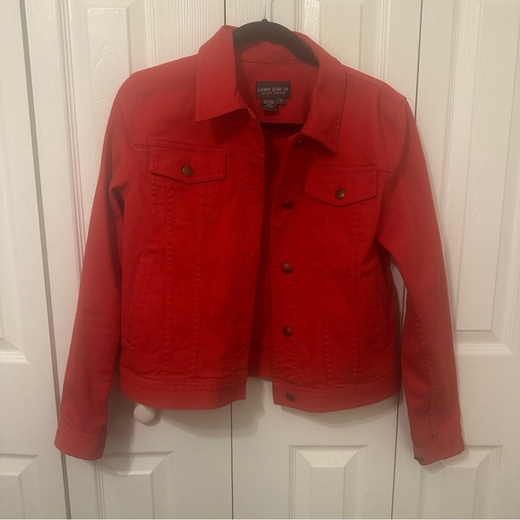 Ralph Lauren Women's Red Jean Jacket - Picture 1 of 4